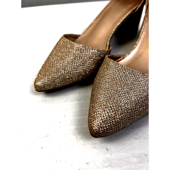 Dream Paris Gold Glitter Shoes Women's 8 Ankle Strap 1.5" Block Heel Party Prom - Picture 5 of 9
